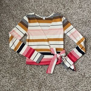 Billabong long sleeve striped wrap top size small